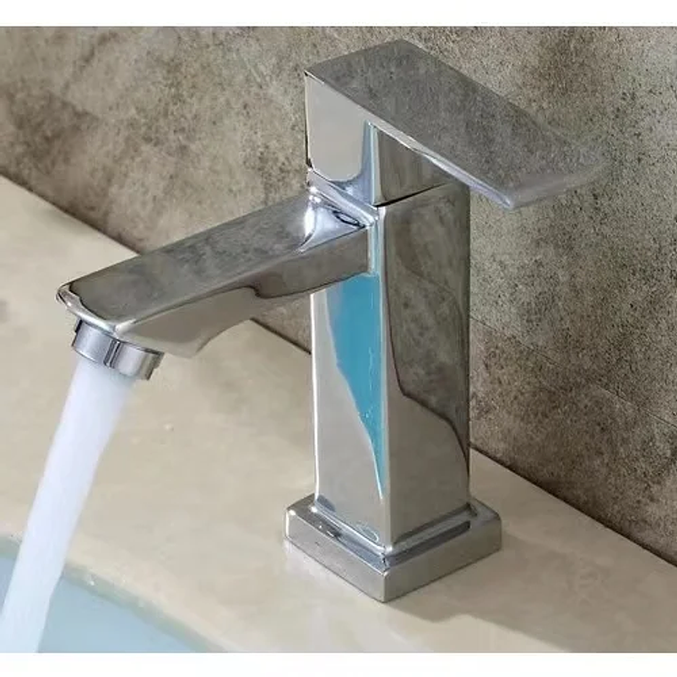 Torneira de prata do lavatório do banheiro elegante, Torneira de bacia de alta gama para água fria, Metal Build 11