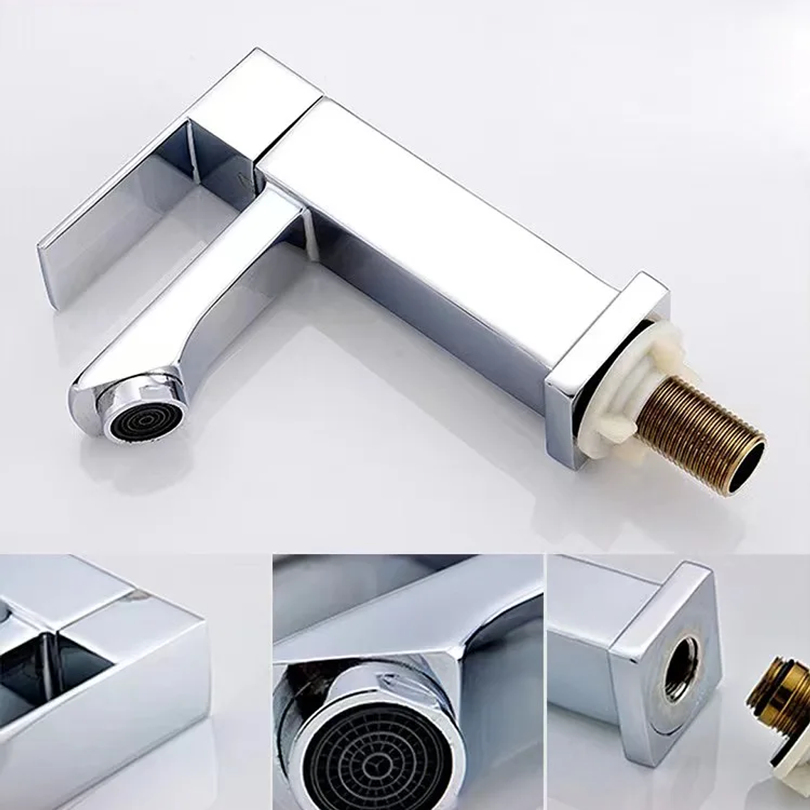 Torneira de prata do lavatório do banheiro elegante, Torneira de bacia de alta gama para água fria, Metal Build 13