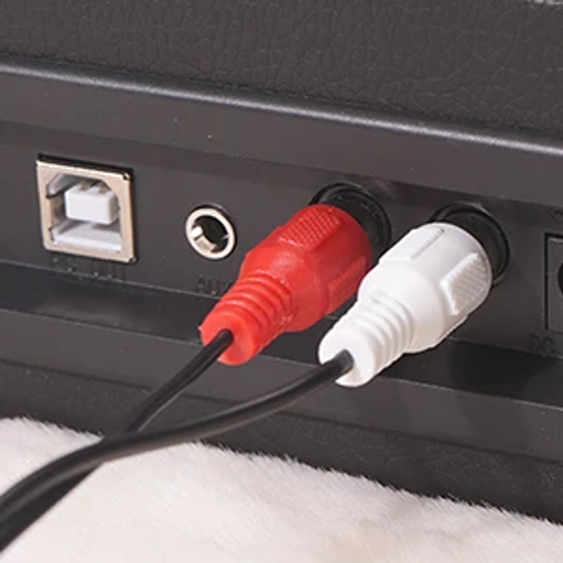 Reproductor LP de maleta portátil, transmisión por correa de 3 velocidades, reproductor de discos de vinilo Bluetooth con altavoces y grabación, conector RCA/AUX/HP 14