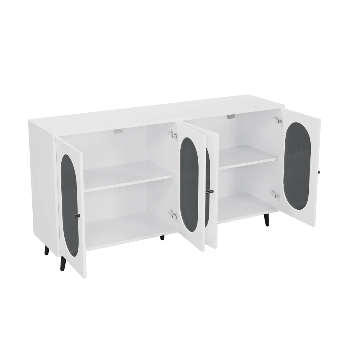 Gabinete de almacenamiento para Buffet, gabinete de almacenamiento de 60 pulgadas, 4 puertas acrílicas, gabinete decorativo, aparador para pasillo, entrada, sala de estar, blanco 14