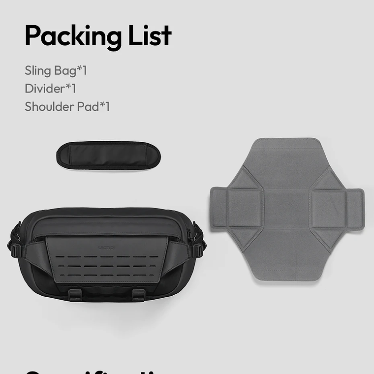 Ulanzi AB02 TAI bolso bandolera para exteriores, bolsa de fotografía de 9L, bolso informal de transporte de gran capacidad para accesorios de lentes de cámara 23