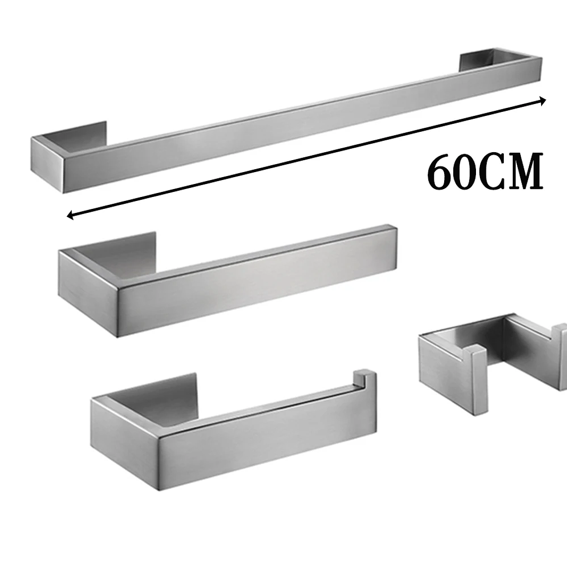 Soporte de papel higiénico con ganchos para toallas, Kit de accesorios para baño, barra de acero inoxidable, montaje de Metal para dormitorio, juegos de herrajes para cocina y baño 25