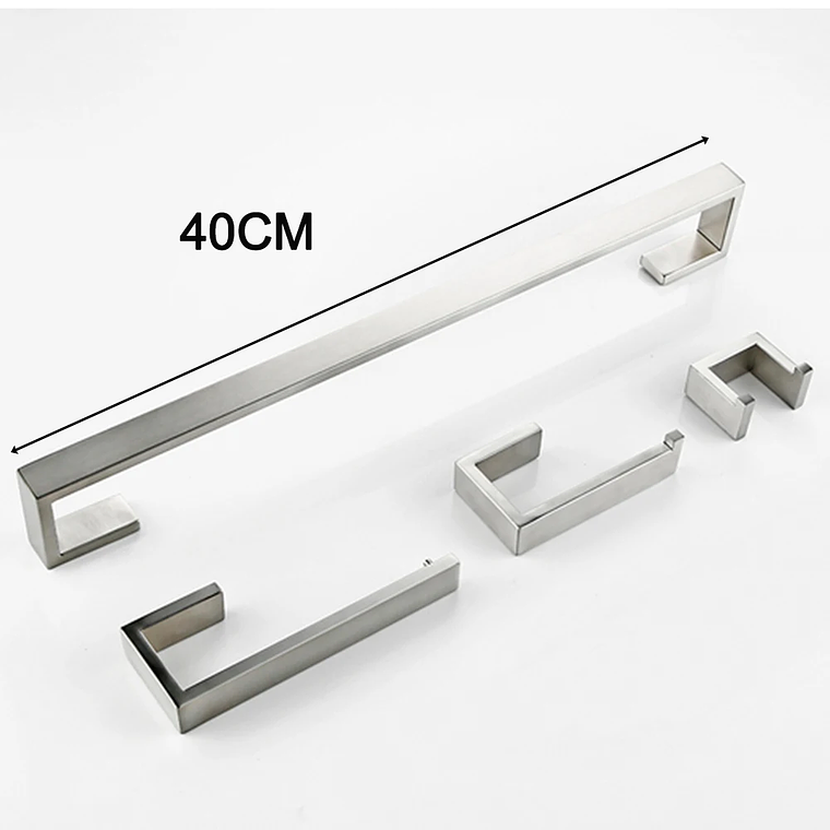 Soporte de papel higiénico con ganchos para toallas, Kit de accesorios para baño, barra de acero inoxidable, montaje de Metal para dormitorio, juegos de herrajes para cocina y baño 27
