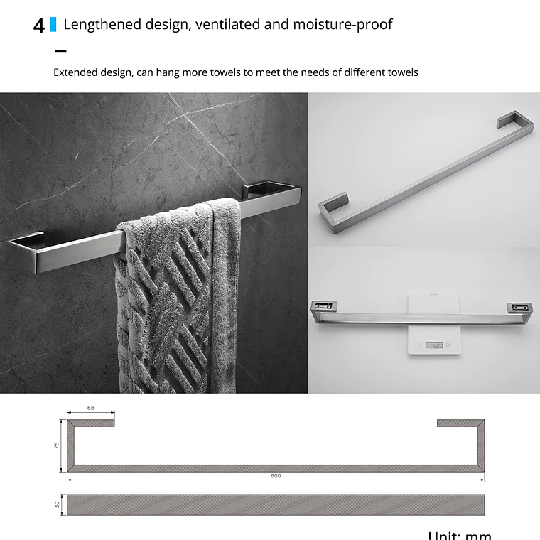 Soporte de papel higiénico con ganchos para toallas, Kit de accesorios para baño, barra de acero inoxidable, montaje de Metal para dormitorio, juegos de herrajes para cocina y baño 44