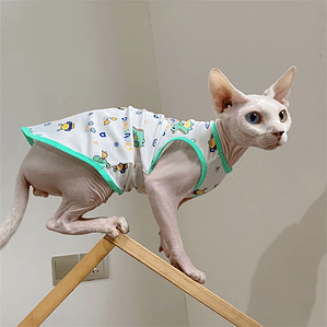 Moda Esfinge CAT cool Textile chaleco sin pelo ropa de gato Devin Rex cómodo abrigo de dibujos animados de verano y primavera ropa al aire libre artículos para mascotas