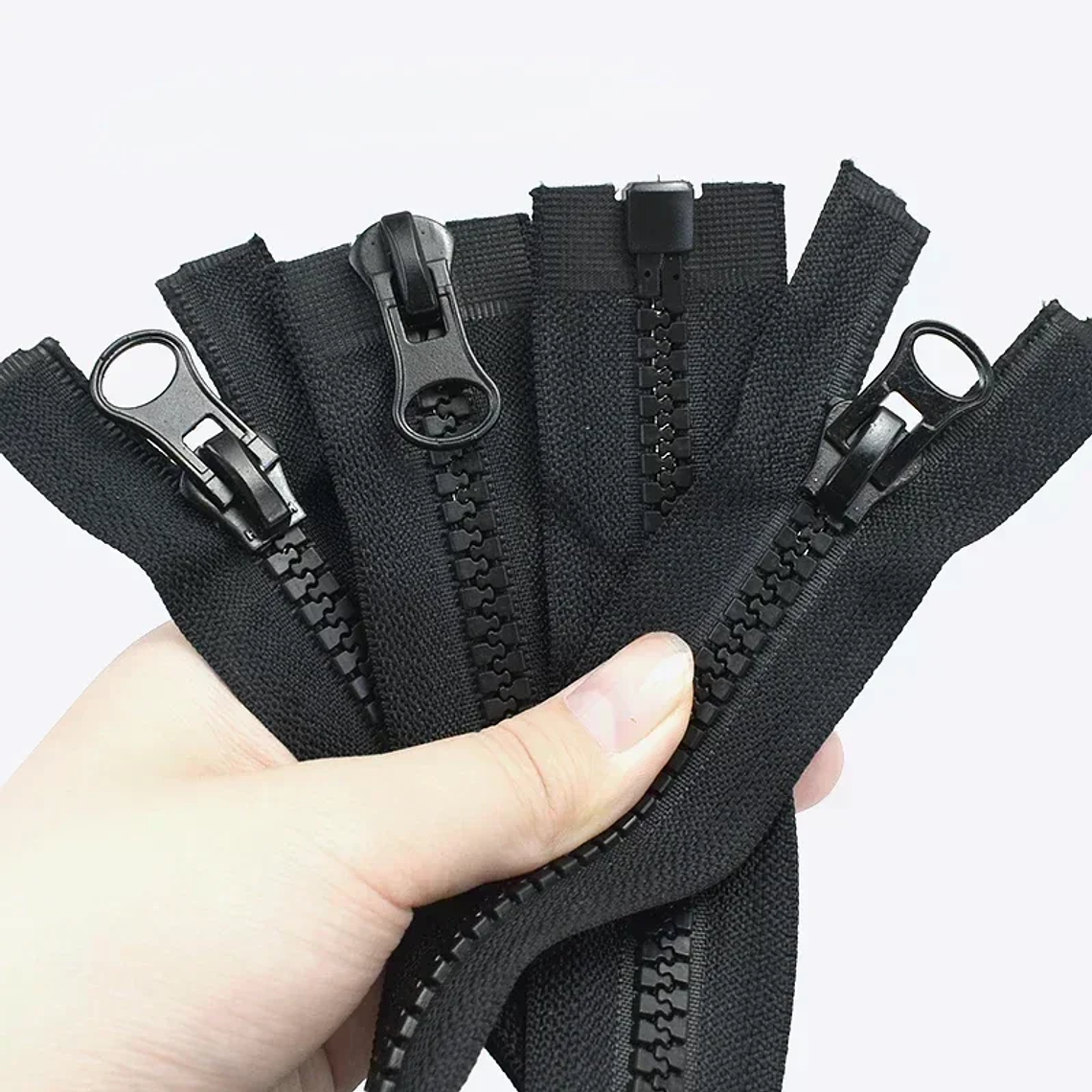 1 pieza Meetee 60-300cm 5 #   Cremalleras de resina, cremalleras de extremo abierto con doble deslizador blanco y negro para coser abrigo, tienda, cierre de cremallera, accesorios DIY 4