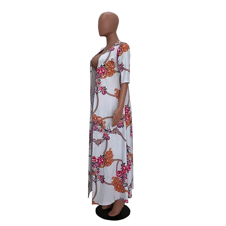 Conjunto de 2 piezas de verano para mujer, cárdigan, gabardina larga y pantalón ajustado, traje informal, trajes bohemios sexys de dos piezas 2023 4