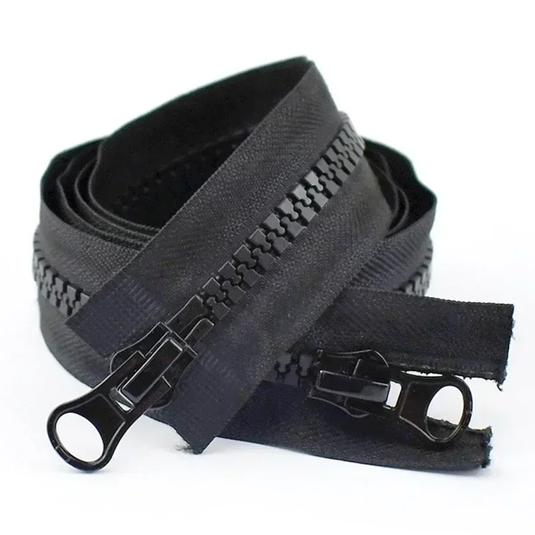 1 pieza Meetee 60-300cm 5 #   Cremalleras de resina, cremalleras de extremo abierto con doble deslizador blanco y negro para coser abrigo, tienda, cierre de cremallera, accesorios DIY 7