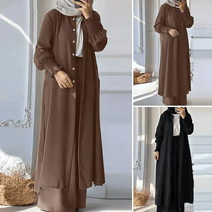 Abrigo largo musulmán de 2 piezas para mujer, traje de pantalones de pierna ancha, Ramadán, Marruecos, Dubai, Islam, conjunto informal, Kimono musulmán, trajes árabes