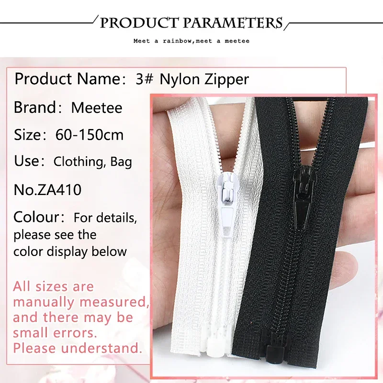 5 piezas 3 #   Cremallera de nailon de 40-300cm con bloqueo automático, extremo abierto, chaqueta, abrigo, zapatos, equipo para exteriores, sujetadores de costura, accesorios de Hardware de reparaci� 13