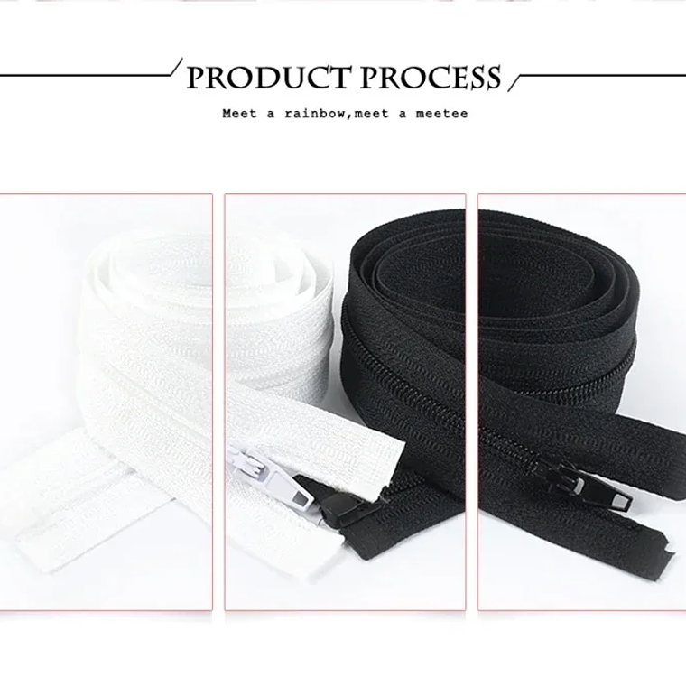 5 piezas 3 #   Cremallera de nailon de 40-300cm con bloqueo automático, extremo abierto, chaqueta, abrigo, zapatos, equipo para exteriores, sujetadores de costura, accesorios de Hardware de reparaci� 14