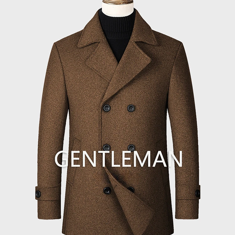 Chaqueta de negocios informal para hombre, tallas Eur, otoño e invierno, abrigo de lana 40% de lana con doble botonadura de gama alta, gabardina cálida 11