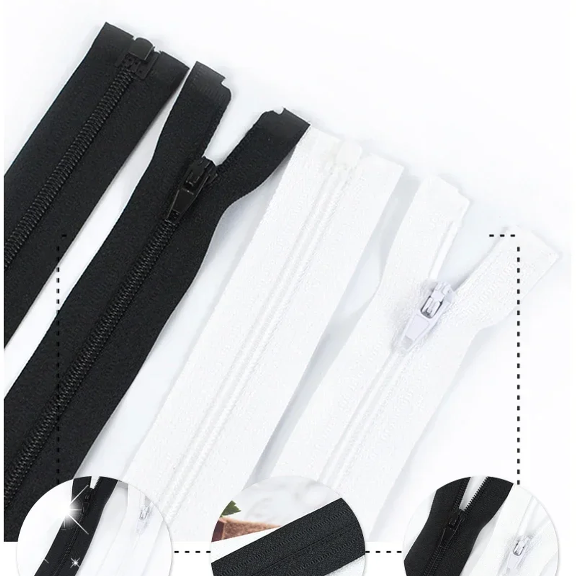 5 piezas 3 #   Cremallera de nailon de 40-300cm con bloqueo automático, extremo abierto, chaqueta, abrigo, zapatos, equipo para exteriores, sujetadores de costura, accesorios de Hardware de reparaci� 15