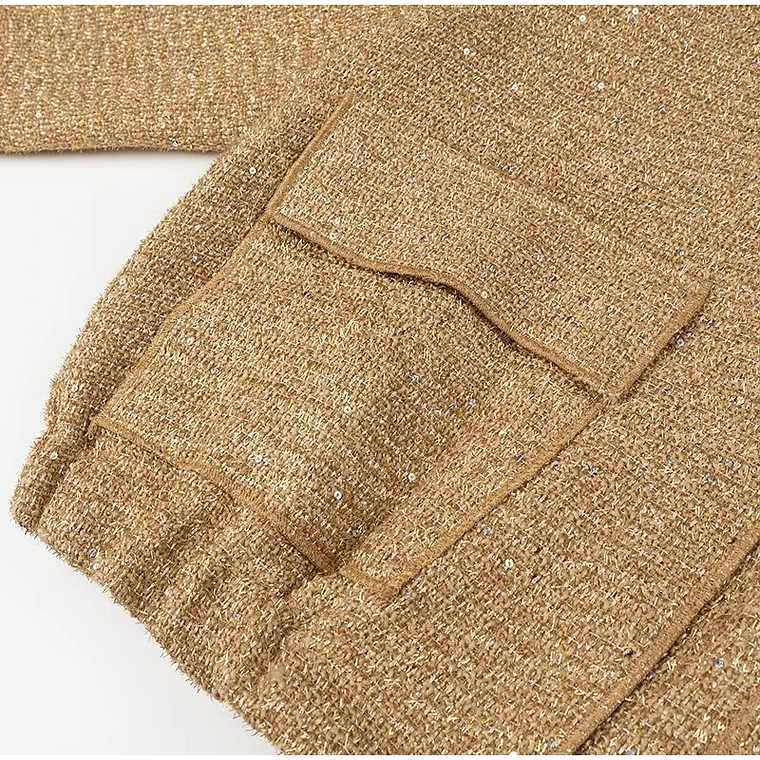 Chaqueta Bomber con lentejuelas para mujer, abrigos dorados de manga larga con cuello levantado, ropa de abrigo Vintage holgada, moda de otoño e invierno, 2023 26