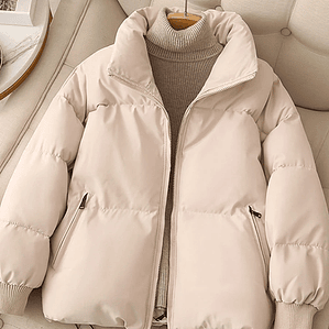 Abrigos cálidos sólidos sueltos para mujer, abrigo informal grueso con cremallera, cuello alto, ropa de calle elegante Harajuku para mujer, Invierno