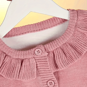 Cárdigan para niños niña conejo bordado hoja de loto cuello redondo niñas suéter Top de punto