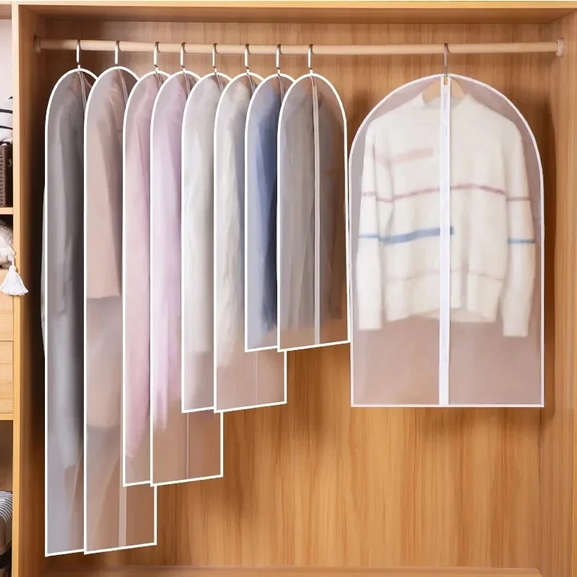 Funda antipolvo para colgar ropa, funda para vestido de novia, bolsa de almacenamiento para abrigo de traje, organizador de bolsas de ropa, organizador de ropa colgante para armario 2