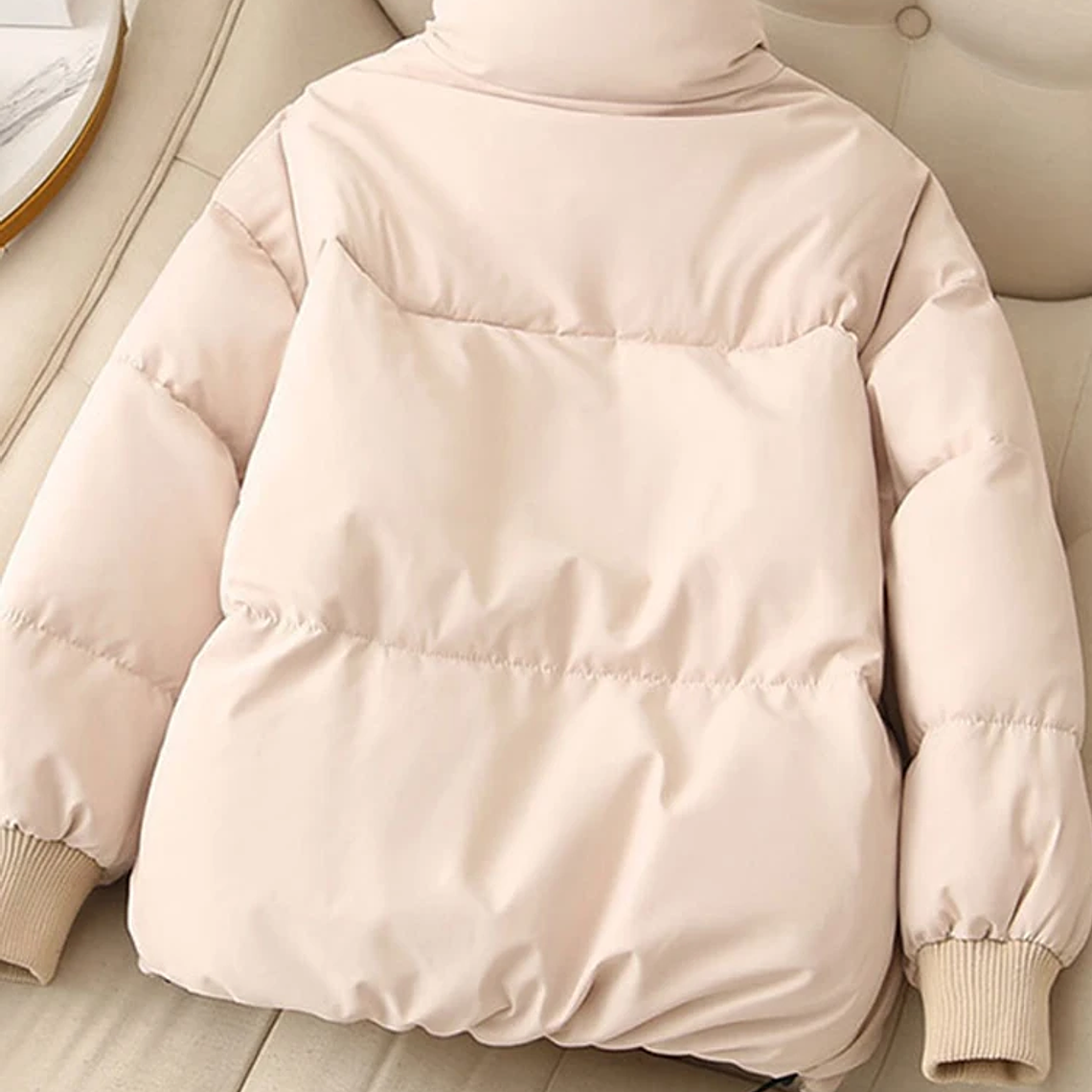 Abrigos cálidos sólidos sueltos para mujer, abrigo informal grueso con cremallera, cuello alto, ropa de calle elegante Harajuku para mujer, Invierno 2