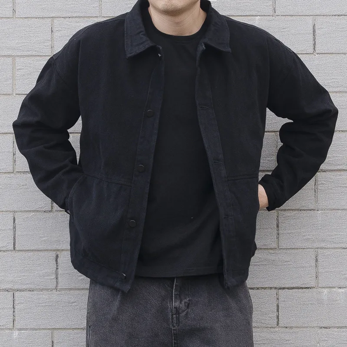 Chaquetas de mezclilla para hombre, abrigos sólidos con cuello vuelto, manga larga, un solo pecho, punto abierto, chaqueta informal sencilla para invierno 2024 1