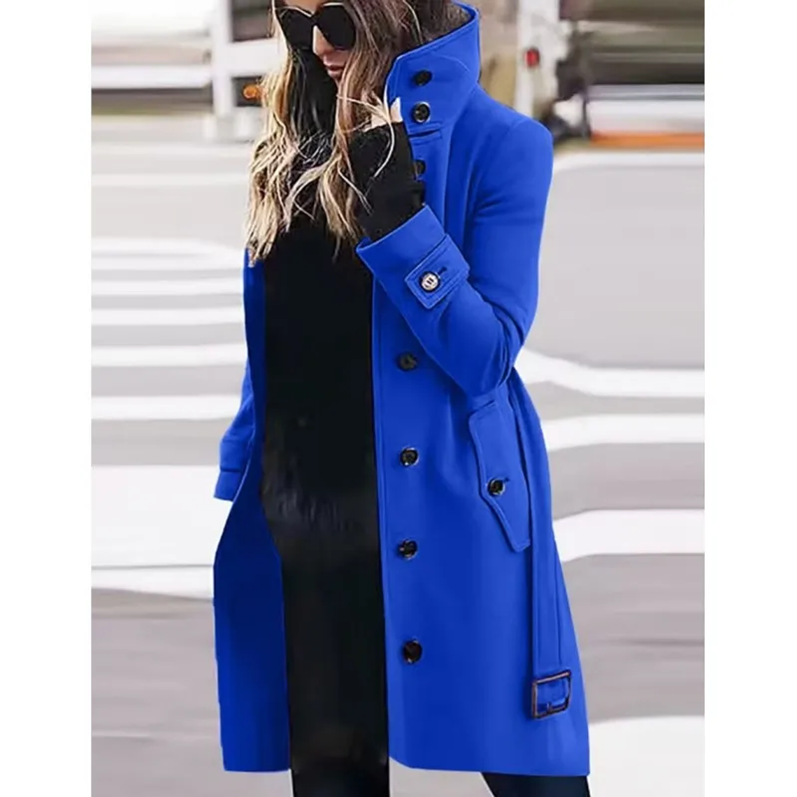 Abrigo de mujer prendas de vestir exteriores Otoño Invierno chaquetas femeninas cálidas de un solo pecho cuello vuelto ropa de mujer de un solo pecho nuevo 4