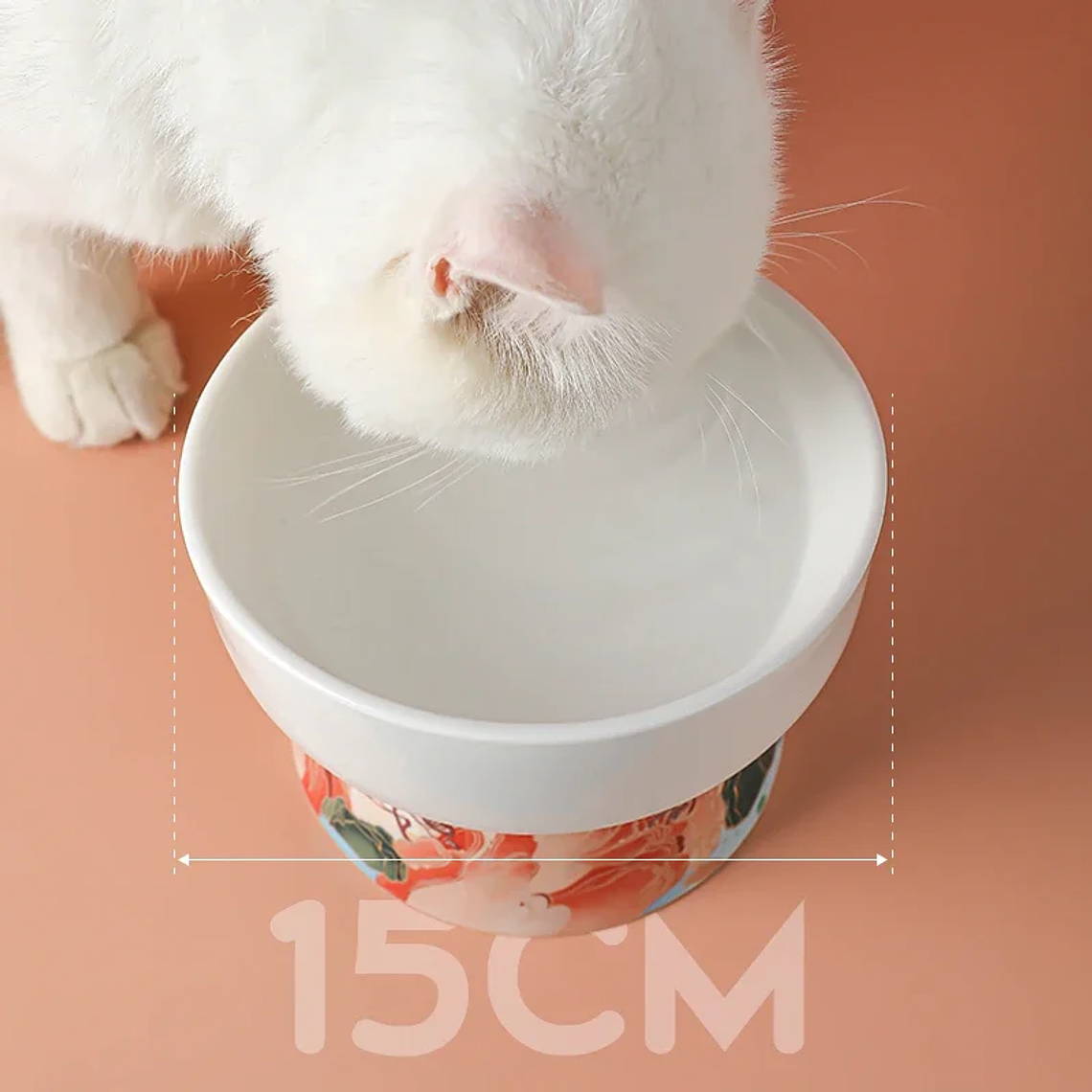 Cuenco de cerámica para gatos de estilo chino, comederos de agua para comida de mascotas, suministros para beber y comer para gatos elevados, productos de alimentación para perros pequeños 5