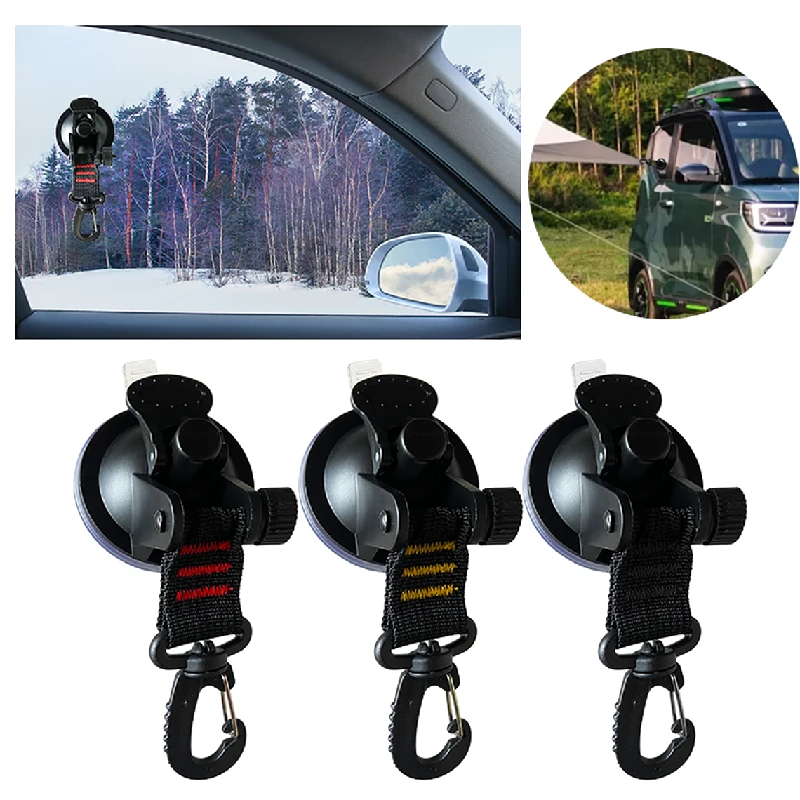 Ganchos de fijación para tienda de campaña, 6/8/10 Uds., para coche, viaje, escalada, perchero portátil para ropa, perchas de alta resistencia al vacío, ventosas para Camper 3
