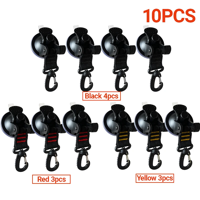 Ganchos de fijación para tienda de campaña, 6/8/10 Uds., para coche, viaje, escalada, perchero portátil para ropa, perchas de alta resistencia al vacío, ventosas para Camper 10