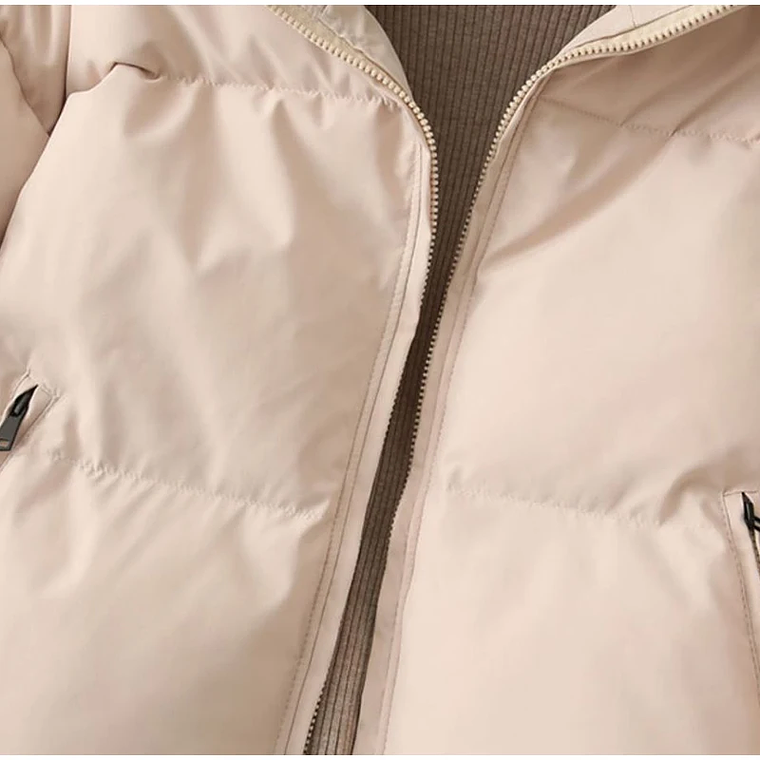 Abrigos cálidos sólidos sueltos para mujer, abrigo informal grueso con cremallera, cuello alto, ropa de calle elegante Harajuku para mujer, Invierno 16