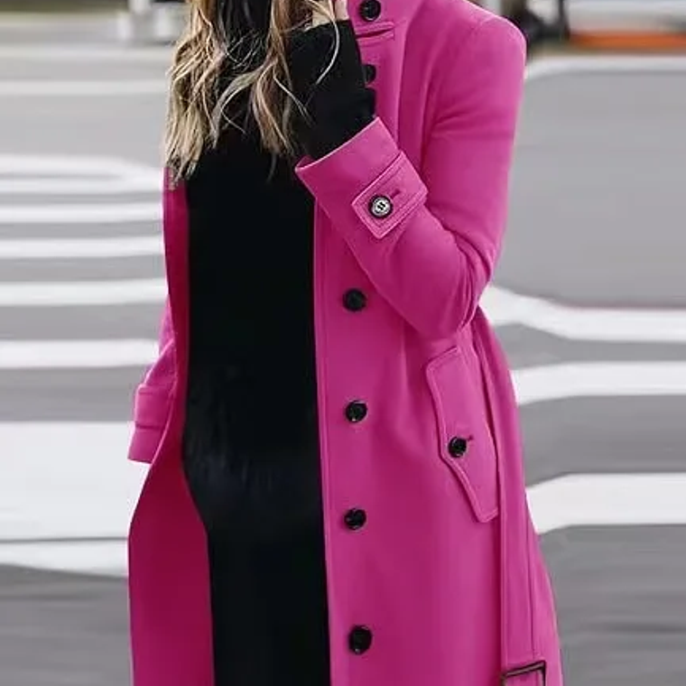 Abrigo de mujer prendas de vestir exteriores Otoño Invierno chaquetas femeninas cálidas de un solo pecho cuello vuelto ropa de mujer de un solo pecho nuevo 10