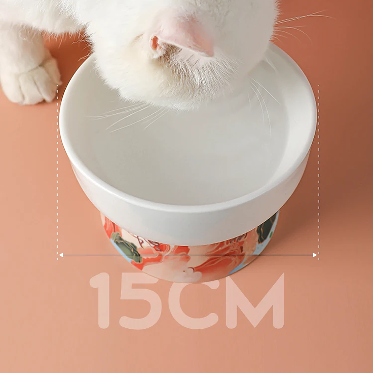 Cuenco de cerámica para gatos de estilo chino, comederos de agua para comida de mascotas, suministros para beber y comer para gatos elevados, productos de alimentación para perros pequeños 18