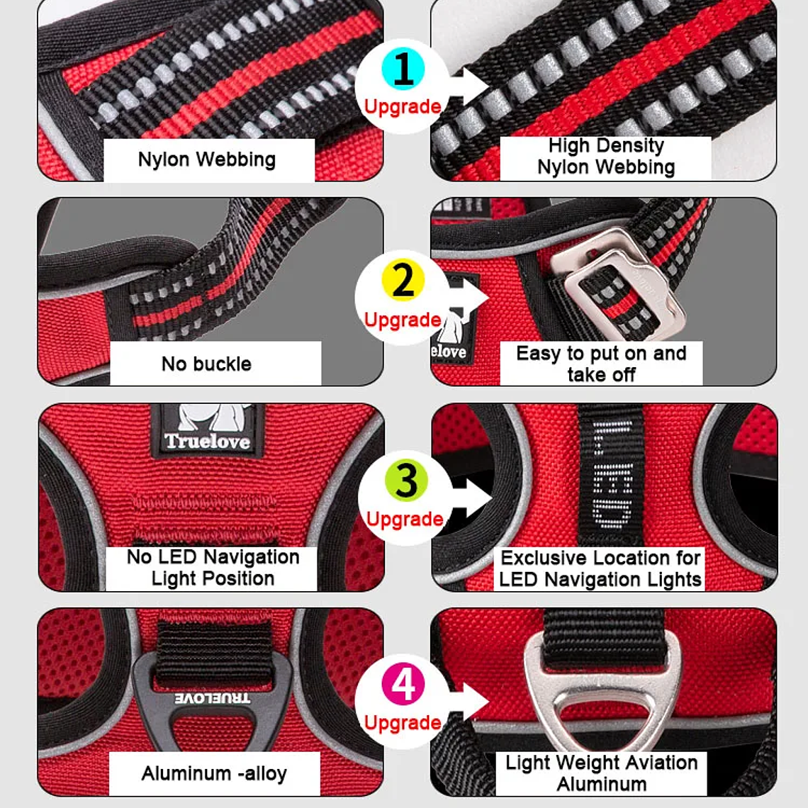 Truelove-arnés reflectante de nailon para perros, chaleco sin tirones, camiseta interior suave ajustable para perros medianos y grandes, para caminar y correr, TLH56512 19