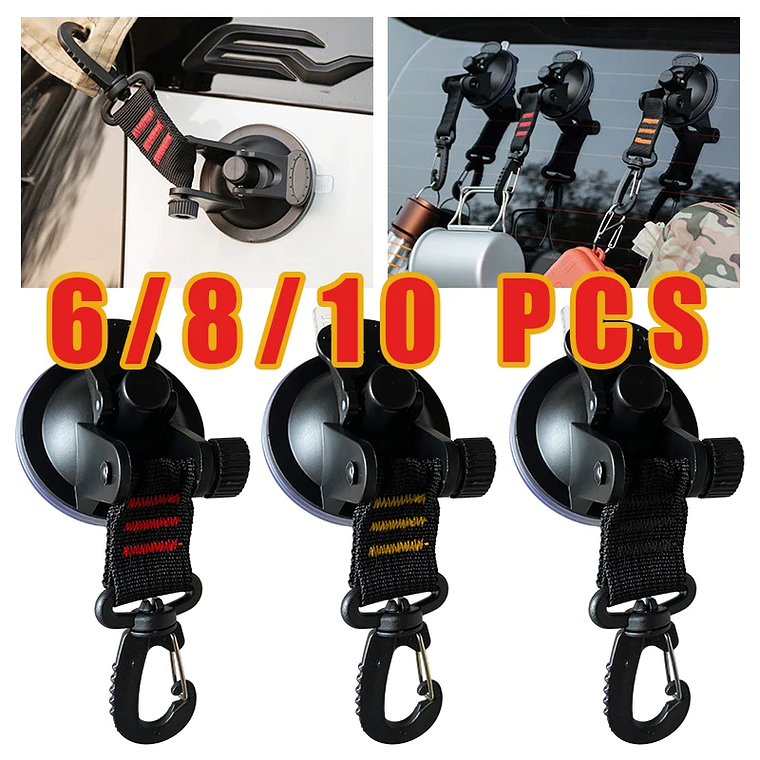 Ganchos de fijación para tienda de campaña, 6/8/10 Uds., para coche, viaje, escalada, perchero portátil para ropa, perchas de alta resistencia al vacío, ventosas para Camper 14