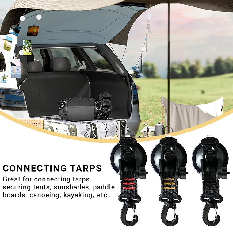 Ganchos de fijación para tienda de campaña, 6/8/10 Uds., para coche, viaje, escalada, perchero portátil para ropa, perchas de alta resistencia al vacío, ventosas para Camper 15