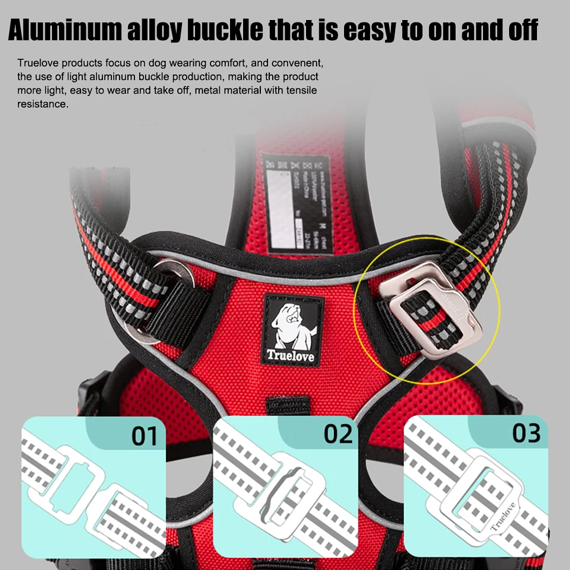 Truelove-arnés reflectante de nailon para perros, chaleco sin tirones, camiseta interior suave ajustable para perros medianos y grandes, para caminar y correr, TLH56512 20