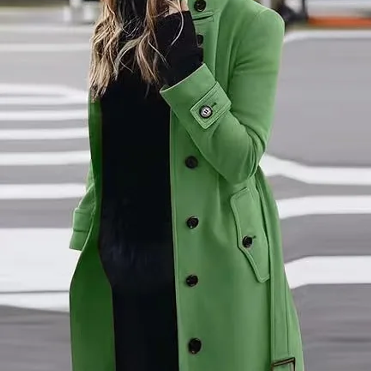 Abrigo de mujer prendas de vestir exteriores Otoño Invierno chaquetas femeninas cálidas de un solo pecho cuello vuelto ropa de mujer de un solo pecho nuevo 16