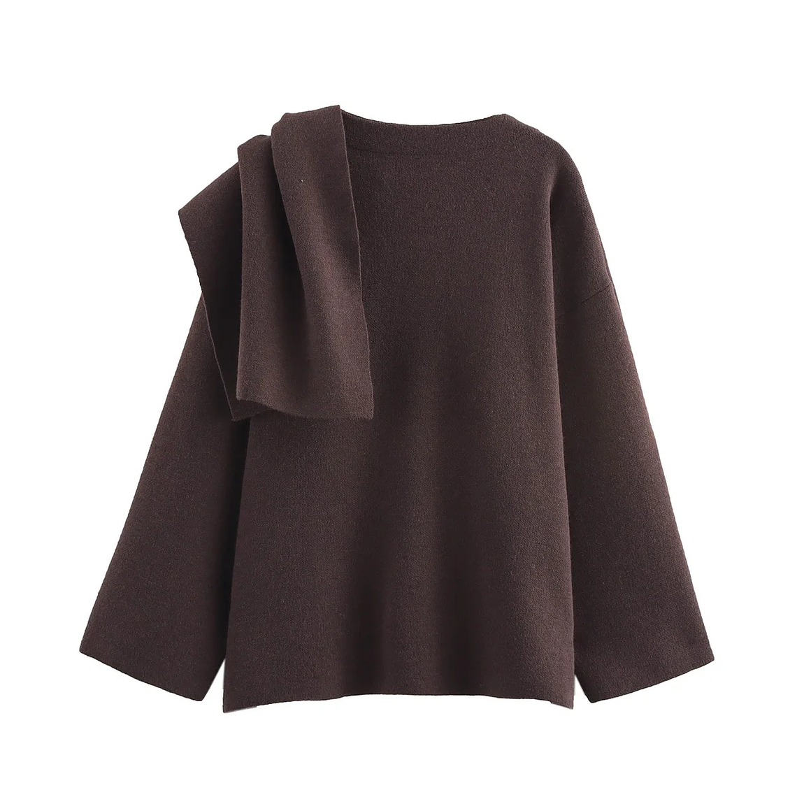 HH bufanda asimétrica de moda abrigo de punto para mujer invierno cálido manga larga un solo botón chaqueta corta de lana suelta para mujer 14