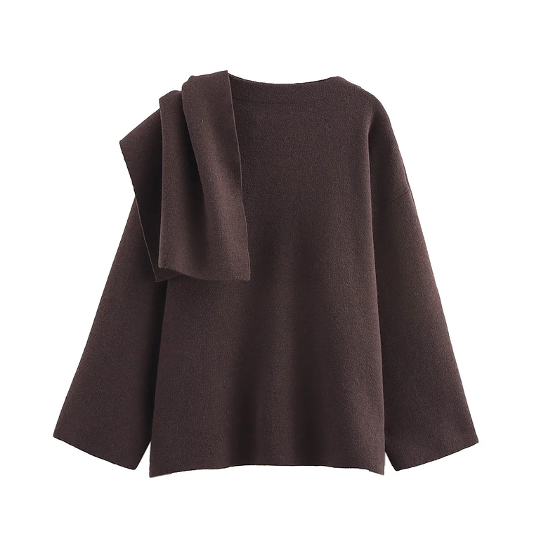 HH bufanda asimétrica de moda abrigo de punto para mujer invierno cálido manga larga un solo botón chaqueta corta de lana suelta para mujer 14