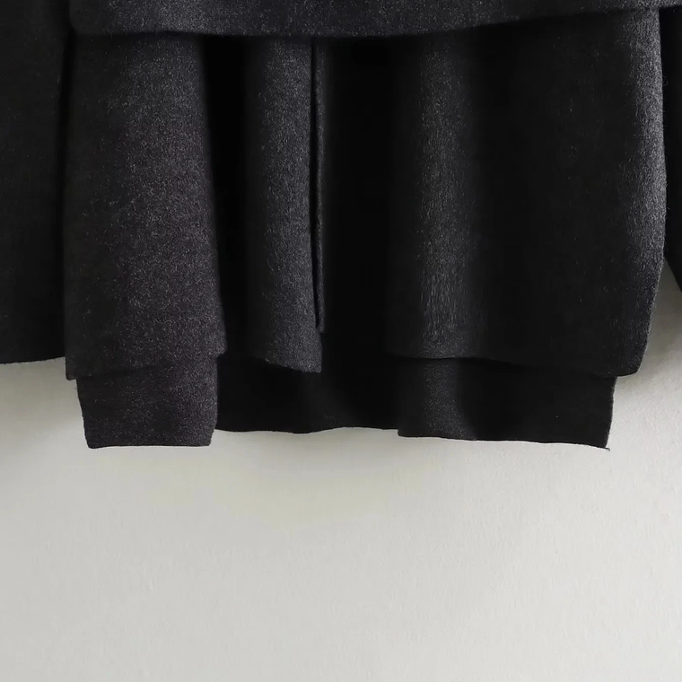 HH bufanda asimétrica de moda abrigo de punto para mujer invierno cálido manga larga un solo botón chaqueta corta de lana suelta para mujer 19