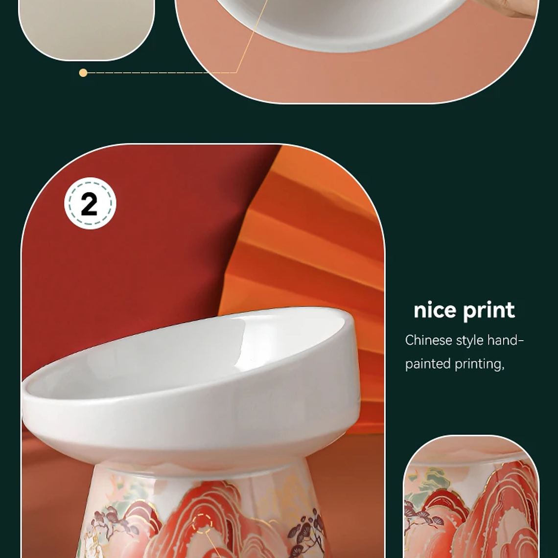 Cuenco de cerámica para gatos de estilo chino, comederos de agua para comida de mascotas, suministros para beber y comer para gatos elevados, productos de alimentación para perros pequeños 25