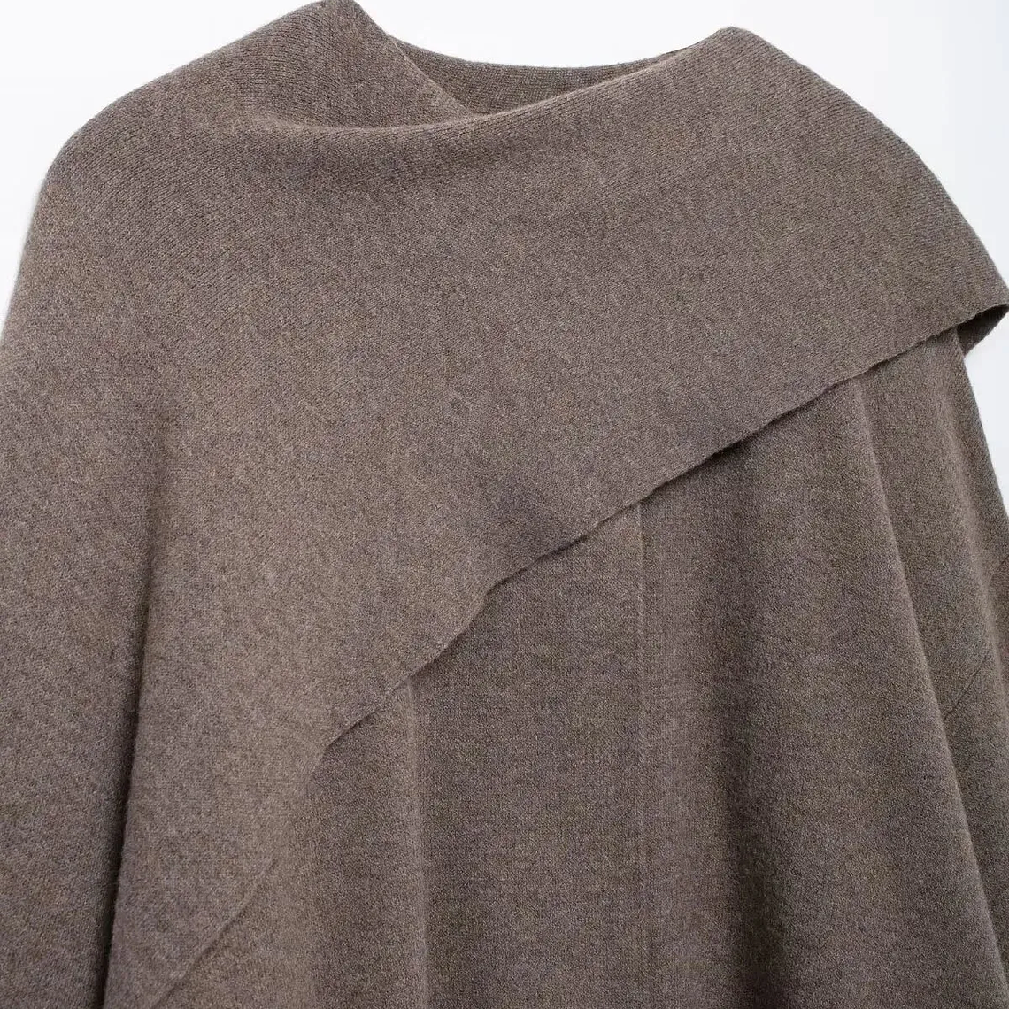 HH bufanda asimétrica de moda abrigo de punto para mujer invierno cálido manga larga un solo botón chaqueta corta de lana suelta para mujer 28