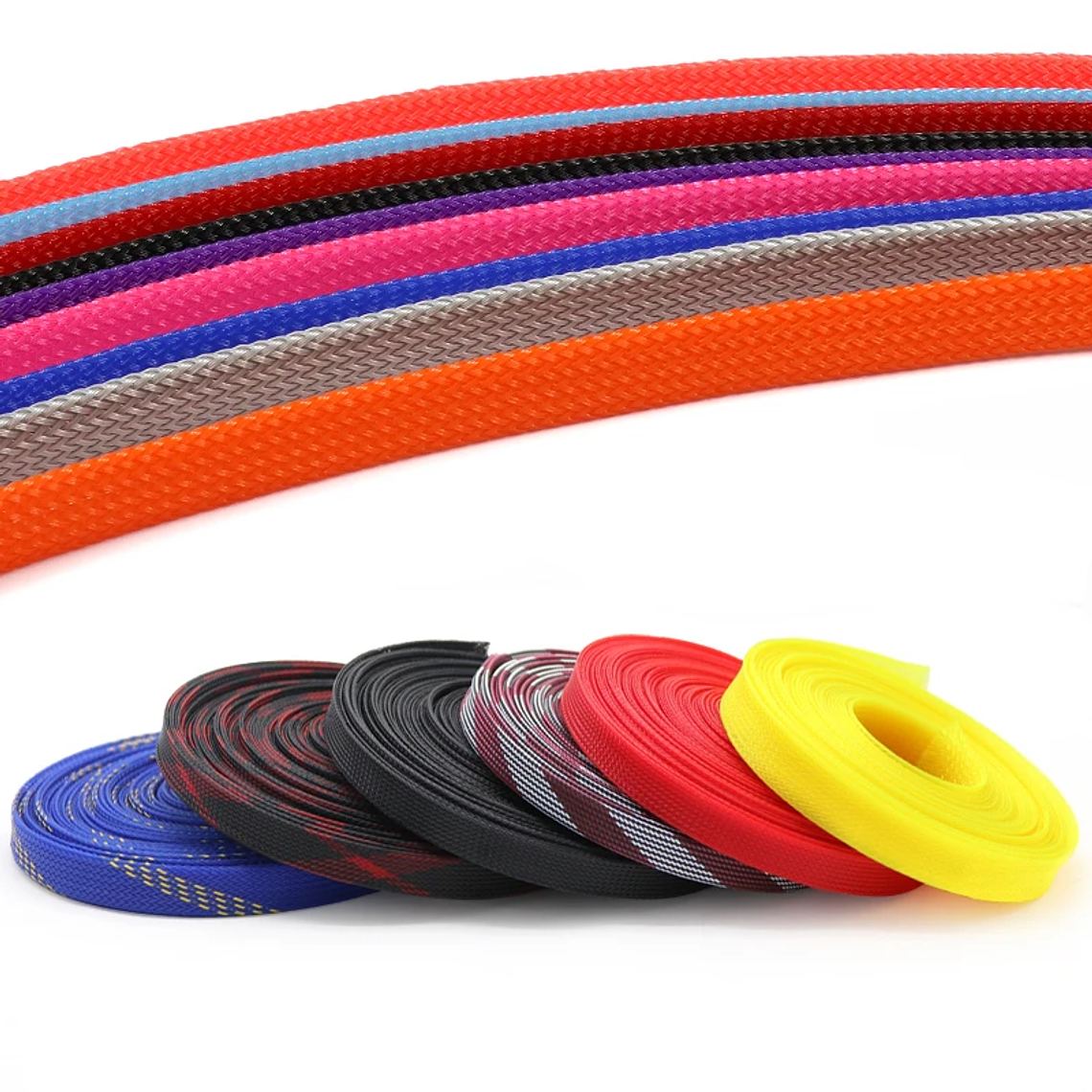 10/50m 2 4 6 8 10 12 14 16 18 20mm PET de alta densidad trenzado funda expandible envoltura de alambre funda protectora de Cable aislada de nailon 21