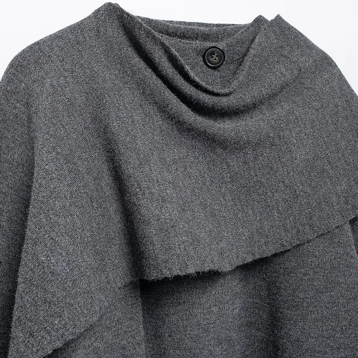 HH bufanda asimétrica de moda abrigo de punto para mujer invierno cálido manga larga un solo botón chaqueta corta de lana suelta para mujer 43