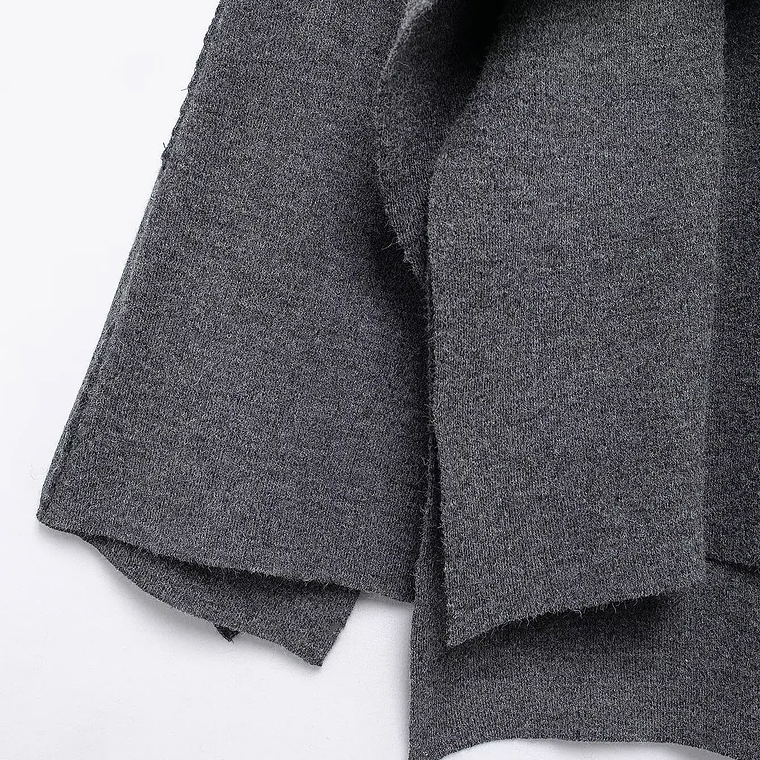 HH bufanda asimétrica de moda abrigo de punto para mujer invierno cálido manga larga un solo botón chaqueta corta de lana suelta para mujer 44