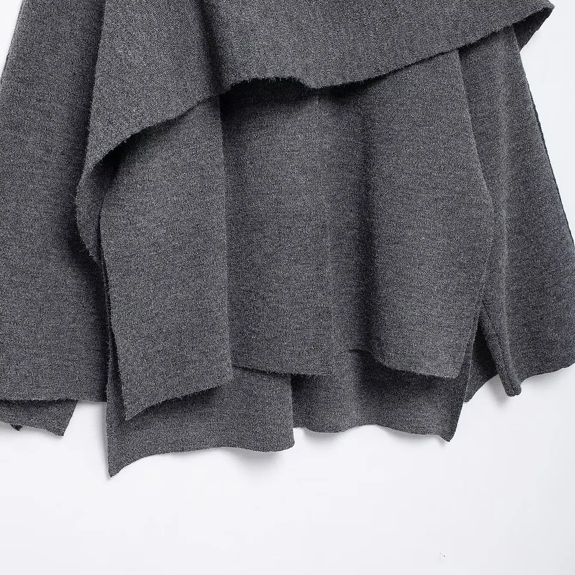 HH bufanda asimétrica de moda abrigo de punto para mujer invierno cálido manga larga un solo botón chaqueta corta de lana suelta para mujer 45