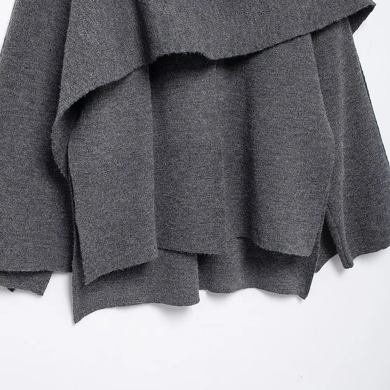 HH bufanda asimétrica de moda abrigo de punto para mujer invierno cálido manga larga un solo botón chaqueta corta de lana suelta para mujer 45