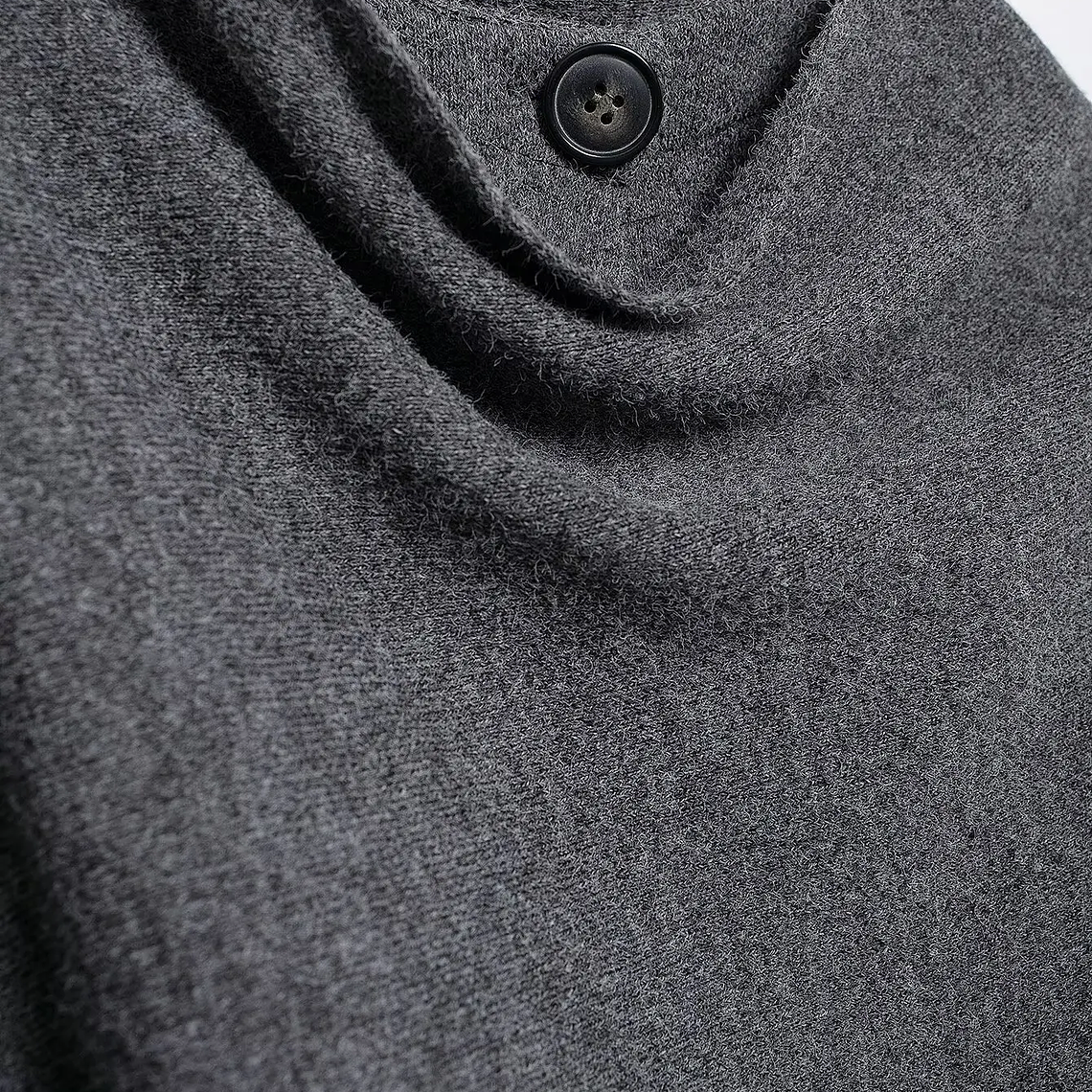 HH bufanda asimétrica de moda abrigo de punto para mujer invierno cálido manga larga un solo botón chaqueta corta de lana suelta para mujer 46