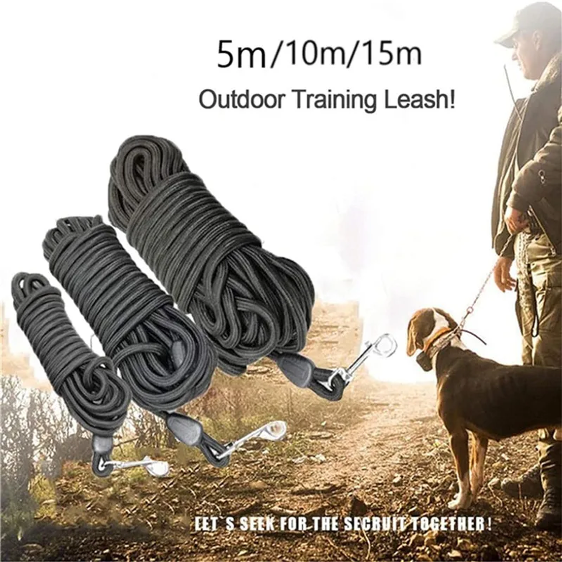 Correa de nailon para perros pequeños, medianos y grandes, cuerda redonda de seguimiento largo para caminar al aire libre, entrenamiento de mascotas, 5m, 10m, 15m 1
