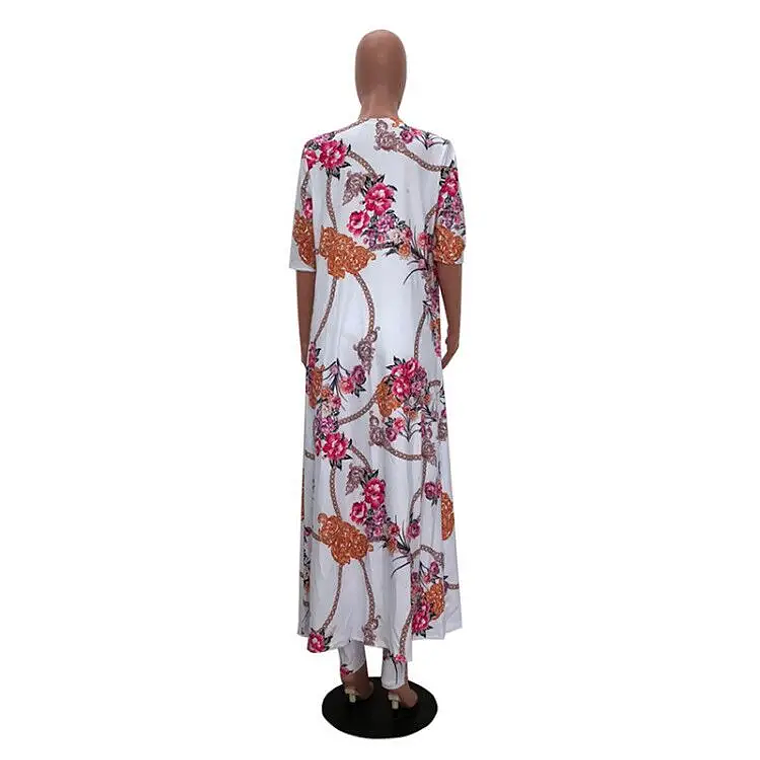 Conjunto de 2 piezas de verano para mujer, cárdigan, gabardina larga y pantalón ajustado, traje informal, trajes bohemios sexys de dos piezas 2023 5