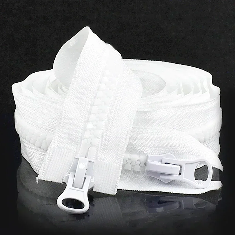 1 pieza Meetee 60-300cm 5 #   Cremalleras de resina, cremalleras de extremo abierto con doble deslizador blanco y negro para coser abrigo, tienda, cierre de cremallera, accesorios DIY 9