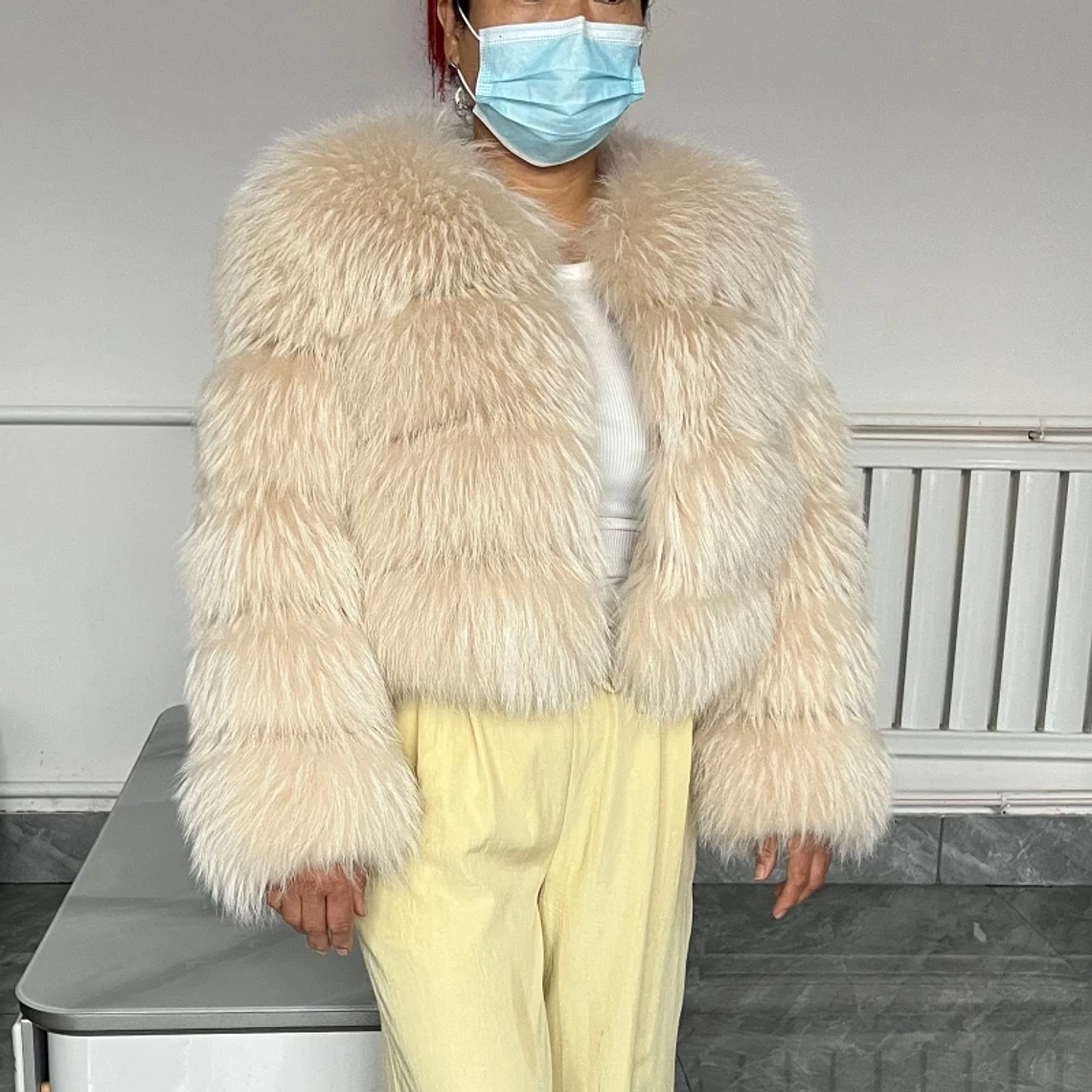 BBEIZIRU Abrigo de piel de mapache auténtica para mujer, chaqueta cálida gruesa de lujo Natural de manga larga para invierno, para clima frío a la moda 6